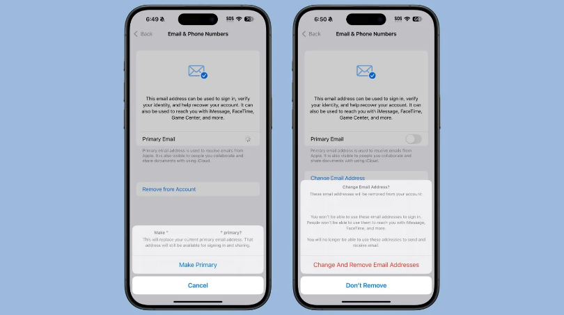 达孜苹果手机维修分享苹果 iOS 18.1 支持设置“主要”邮箱地址并更改 iCloud 邮箱 
