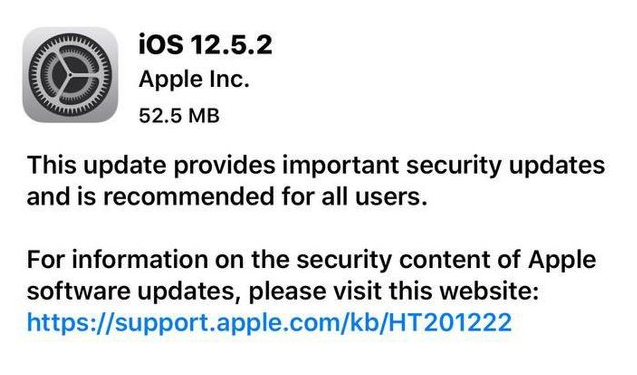 达孜苹果手机维修分享iOS12.5.2发布，建议所有老苹果用户安装 